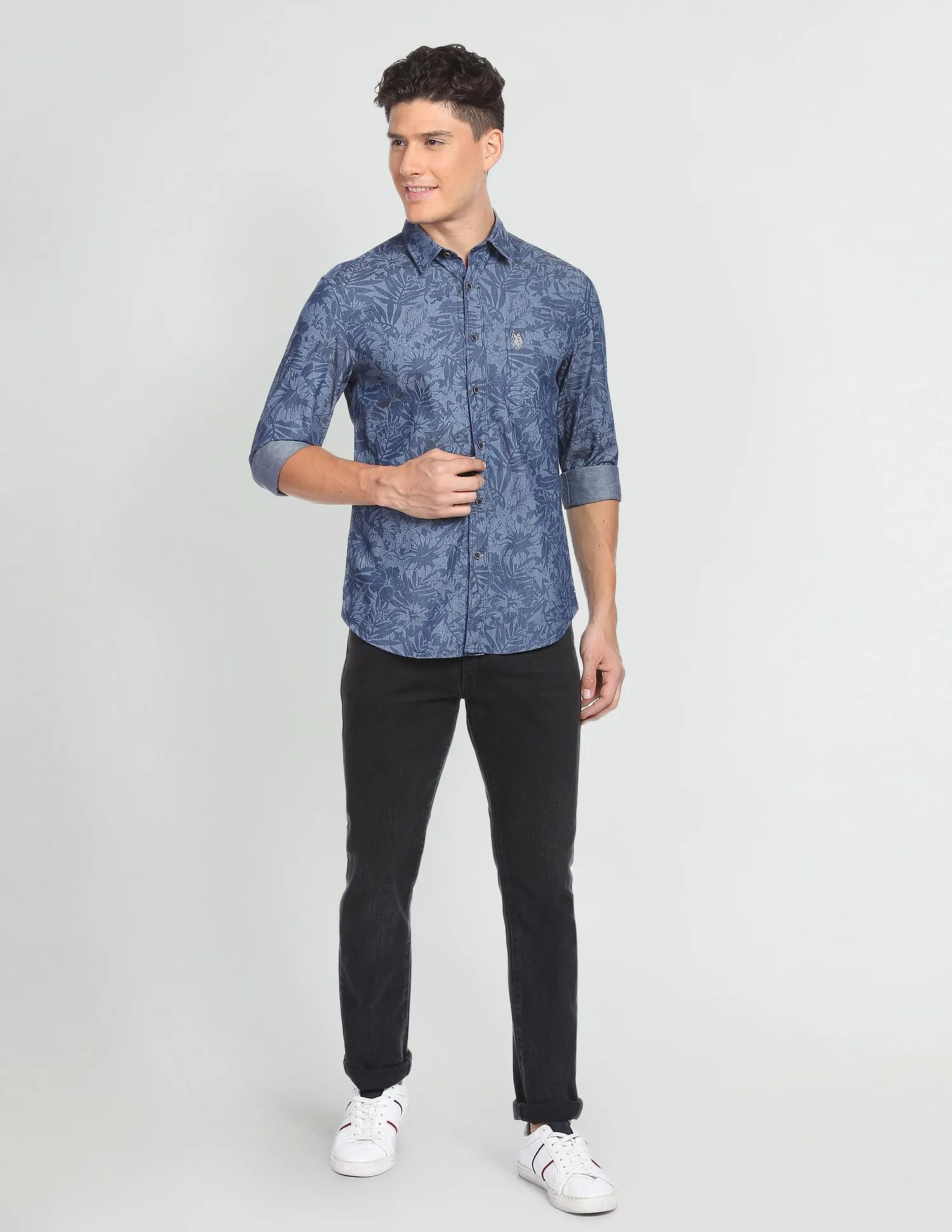 Indigo Classic Floral Print Shirt