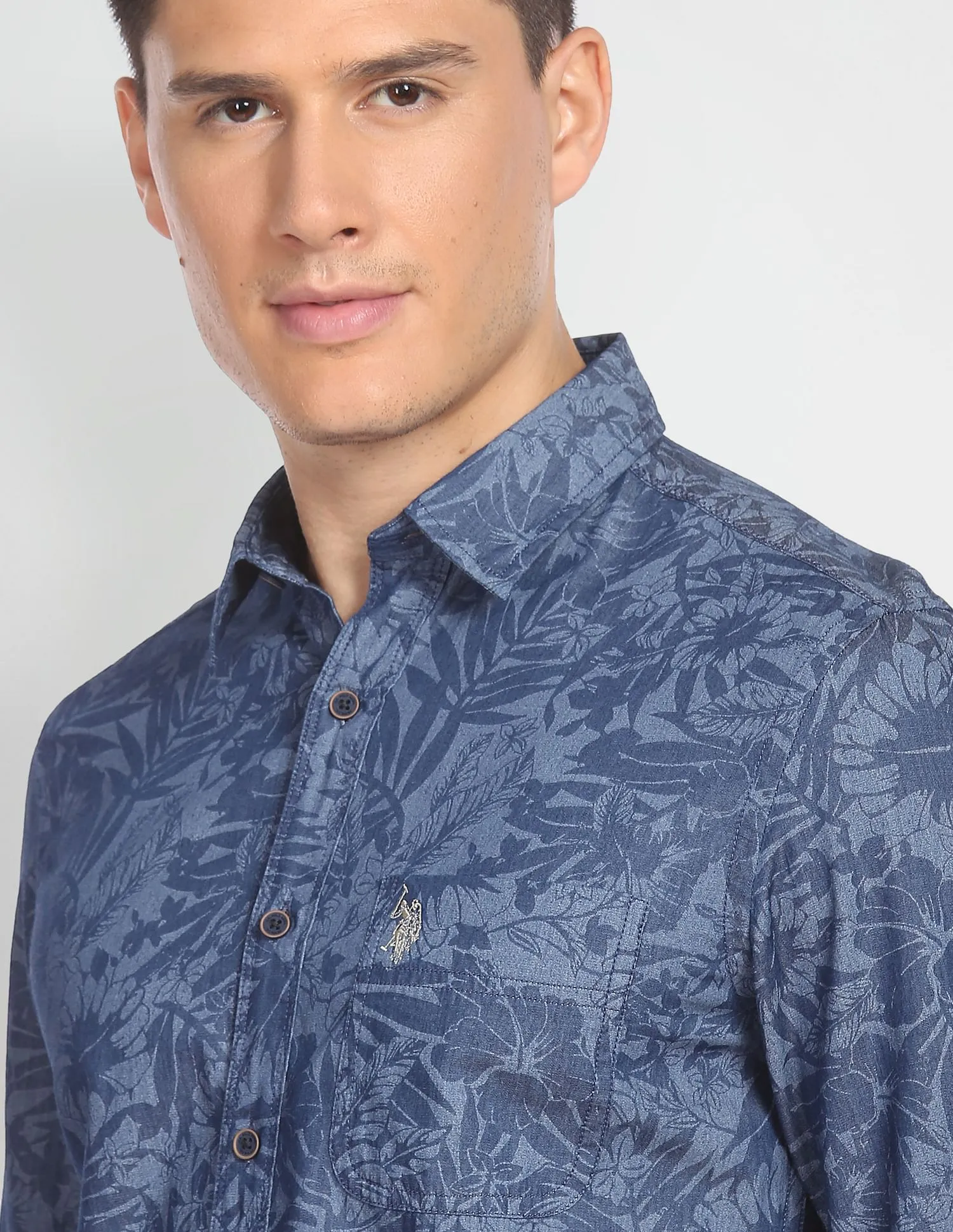 Indigo Classic Floral Print Shirt