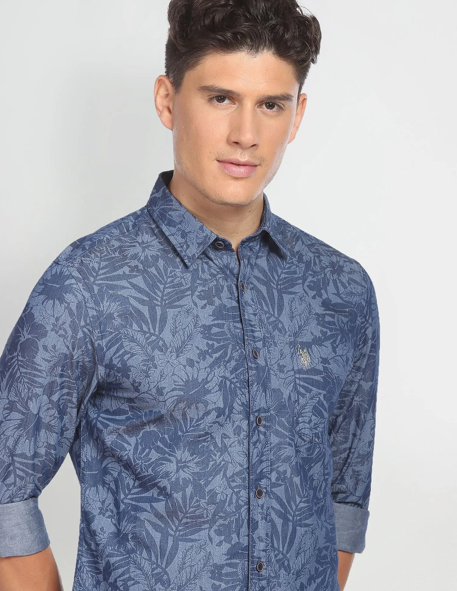 Indigo Classic Floral Print Shirt