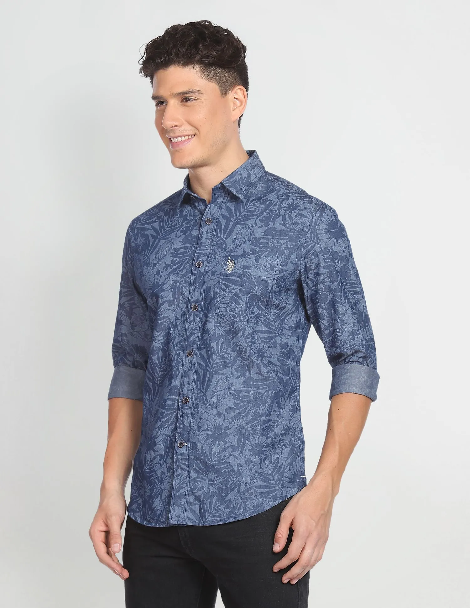 Indigo Classic Floral Print Shirt