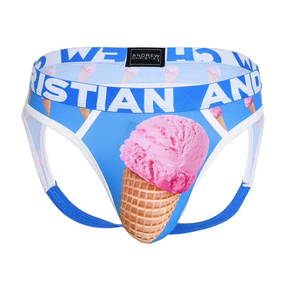 JCSTK - Andrew Christian AC-92816 Ice Cream Mens Locker Room Jockstrap Undies w/ ALMOST NAKED Printed