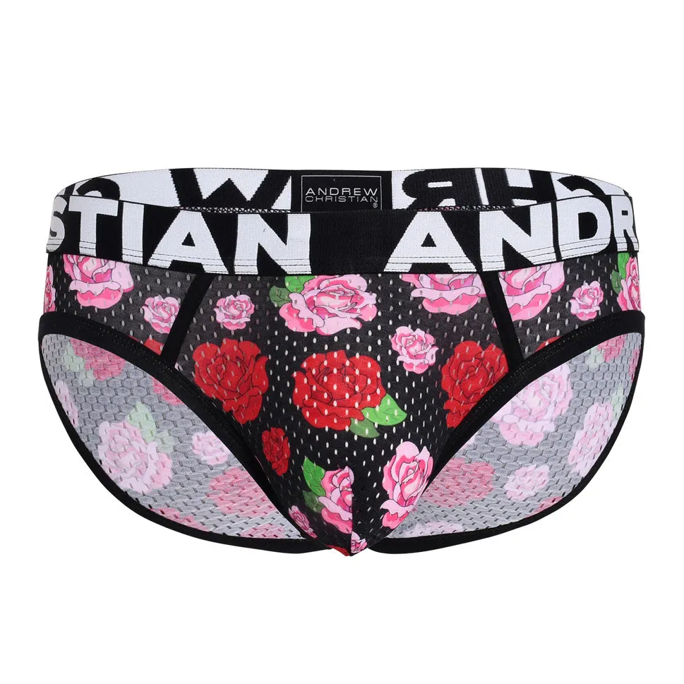 JCSTK - Andrew Christian AC-92828 Floral Mesh Brief Mens Underwear w/ ALMOST NAKED Printed