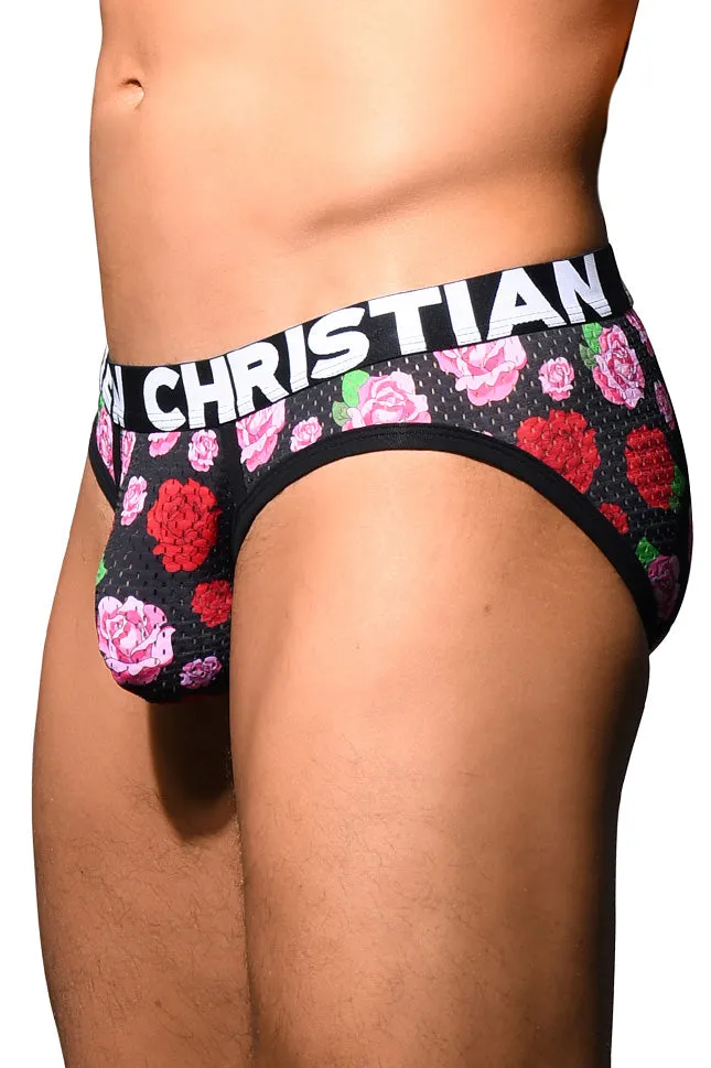 JCSTK - Andrew Christian AC-92828 Floral Mesh Brief Mens Underwear w/ ALMOST NAKED Printed