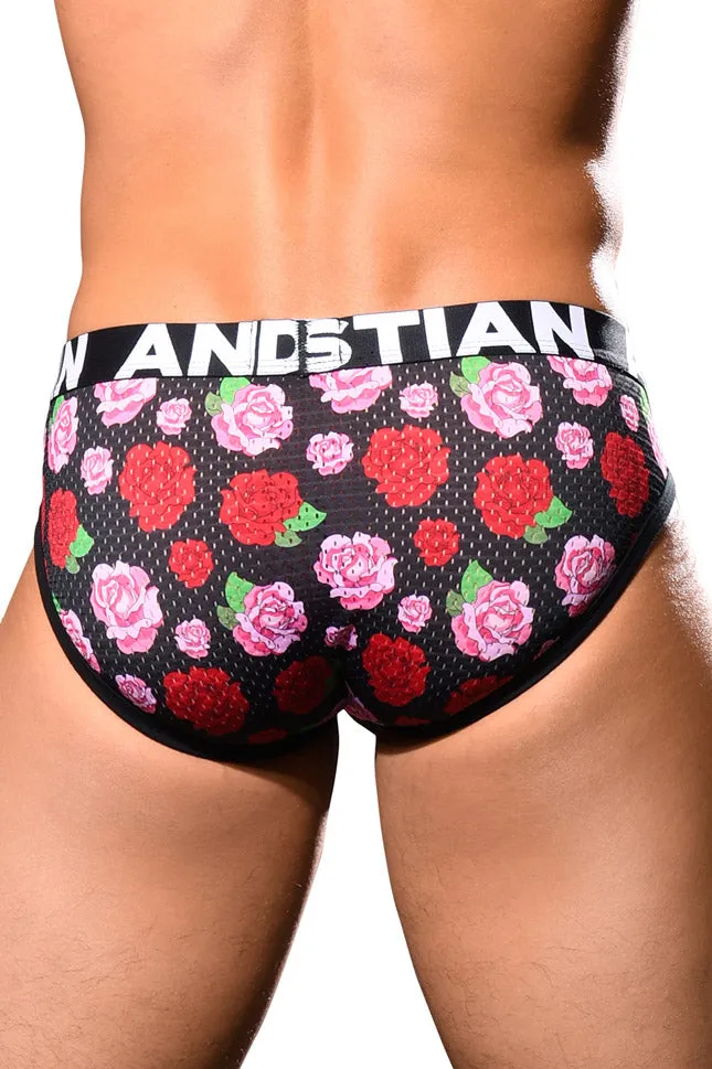 JCSTK - Andrew Christian AC-92828 Floral Mesh Brief Mens Underwear w/ ALMOST NAKED Printed