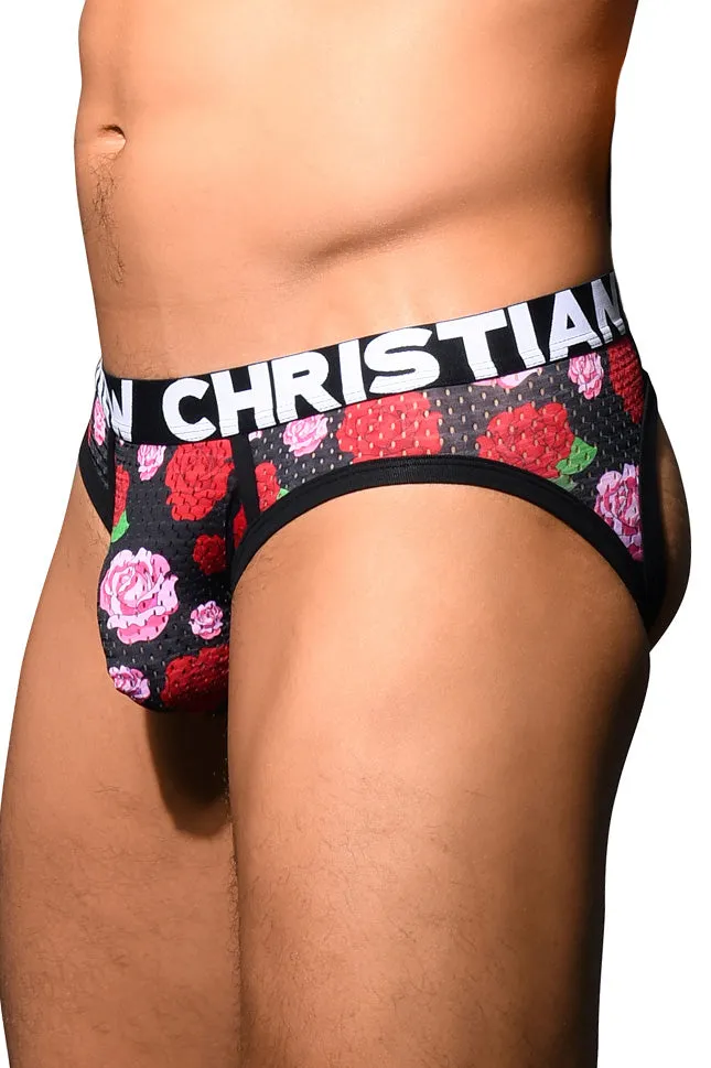 JCSTK - Andrew Christian AC-92829 Mens Floral Mesh Bubble Butt Jockstrap Undies w/ ALMOST NAKED Printed