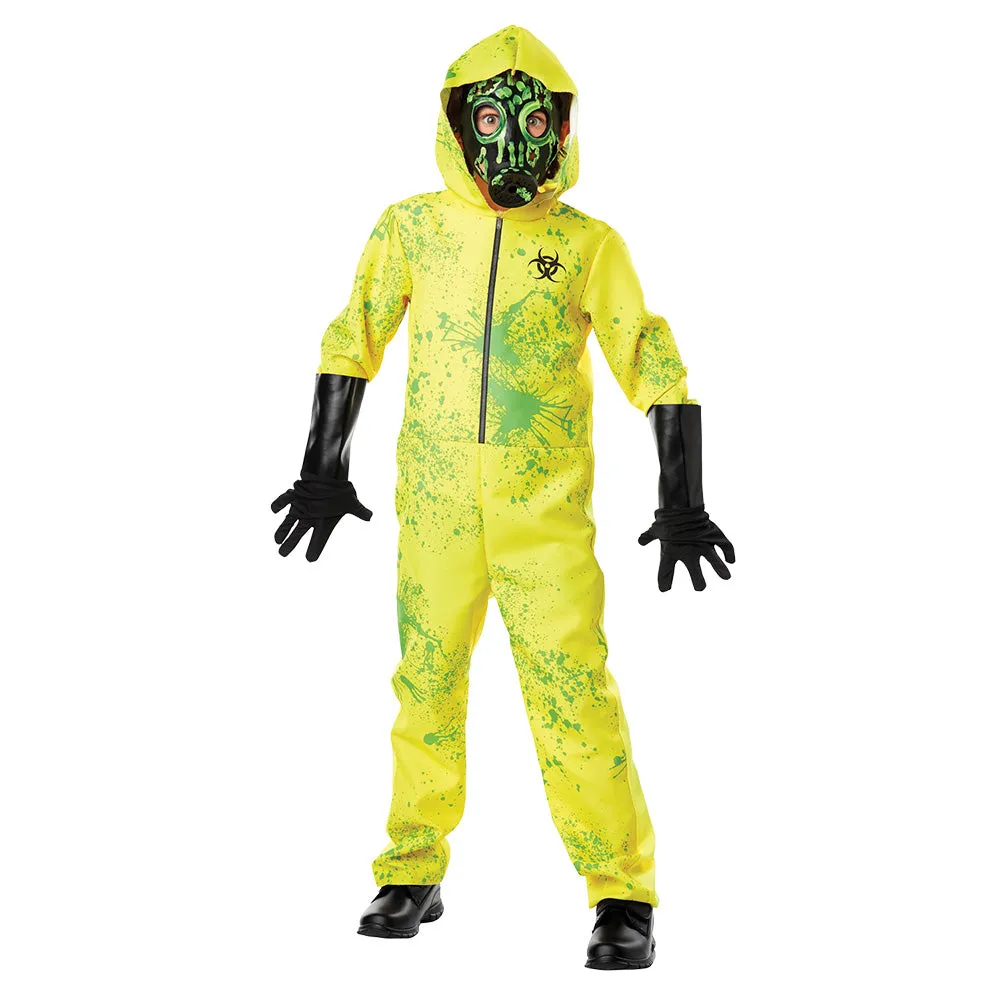 Kids Children Biohazard Suit Costume Jumpsuit Mask Outfits Halloween Fancy Dress