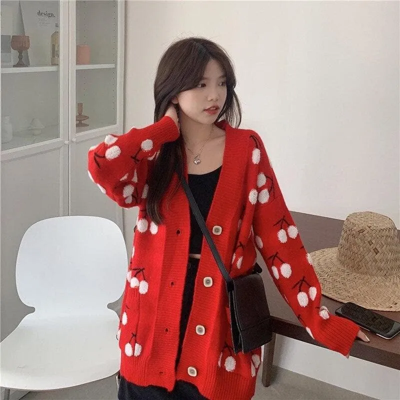 Knit Cherry Cardigan