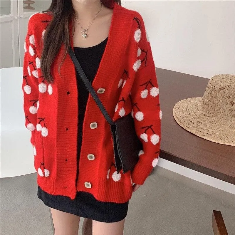 Knit Cherry Cardigan