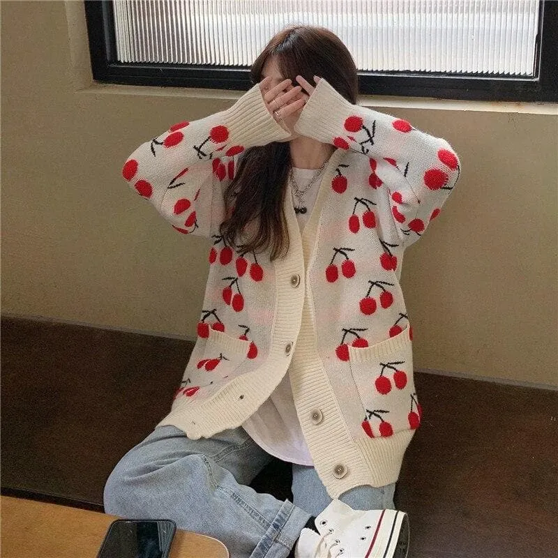 Knit Cherry Cardigan