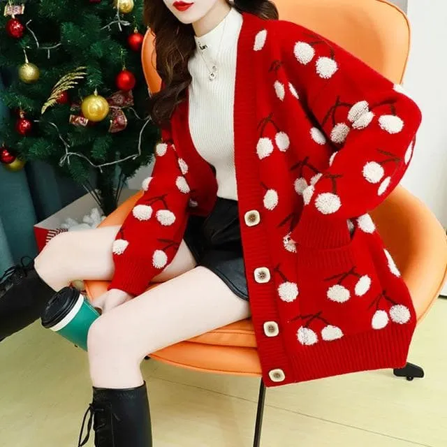 Knit Cherry Cardigan