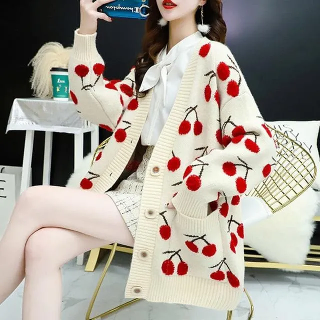 Knit Cherry Cardigan