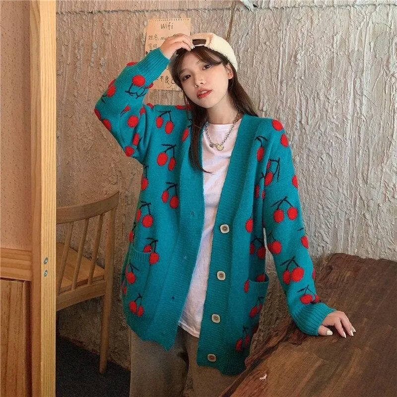 Knit Cherry Cardigan