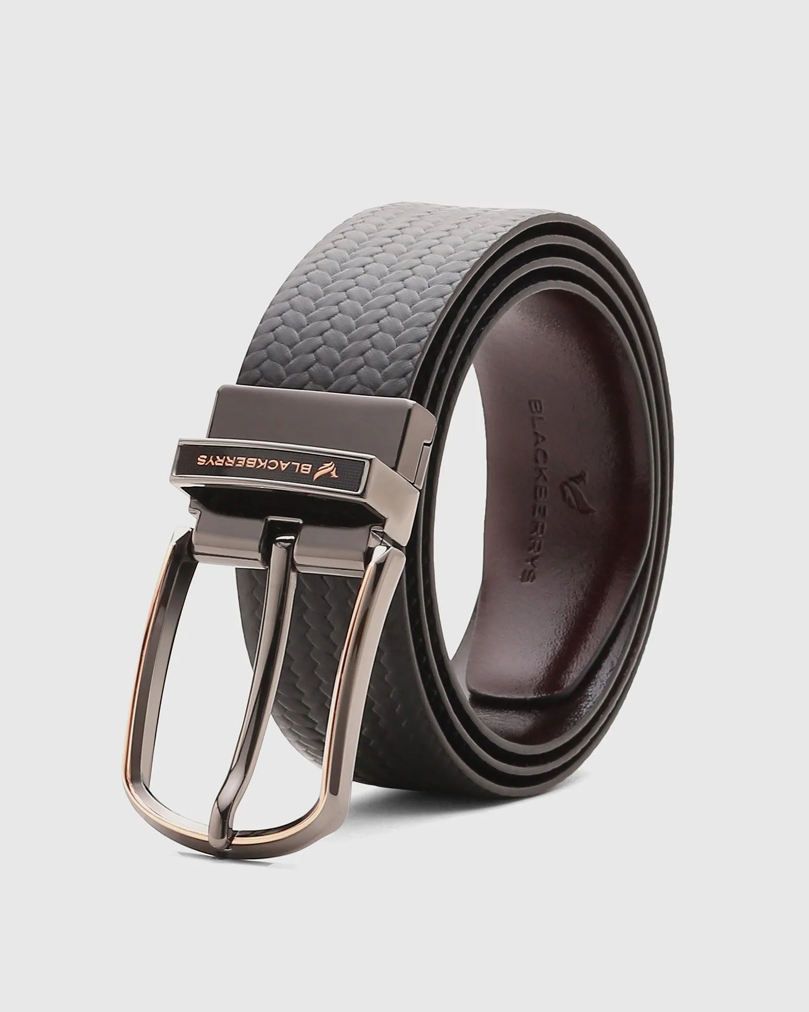 Leather Reversible Black Burgundy Solid Belt - Seamus