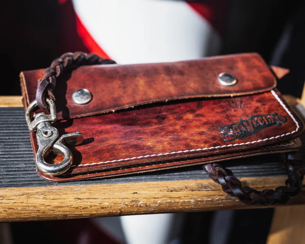 Leather Wallet Chain - Antique Brown