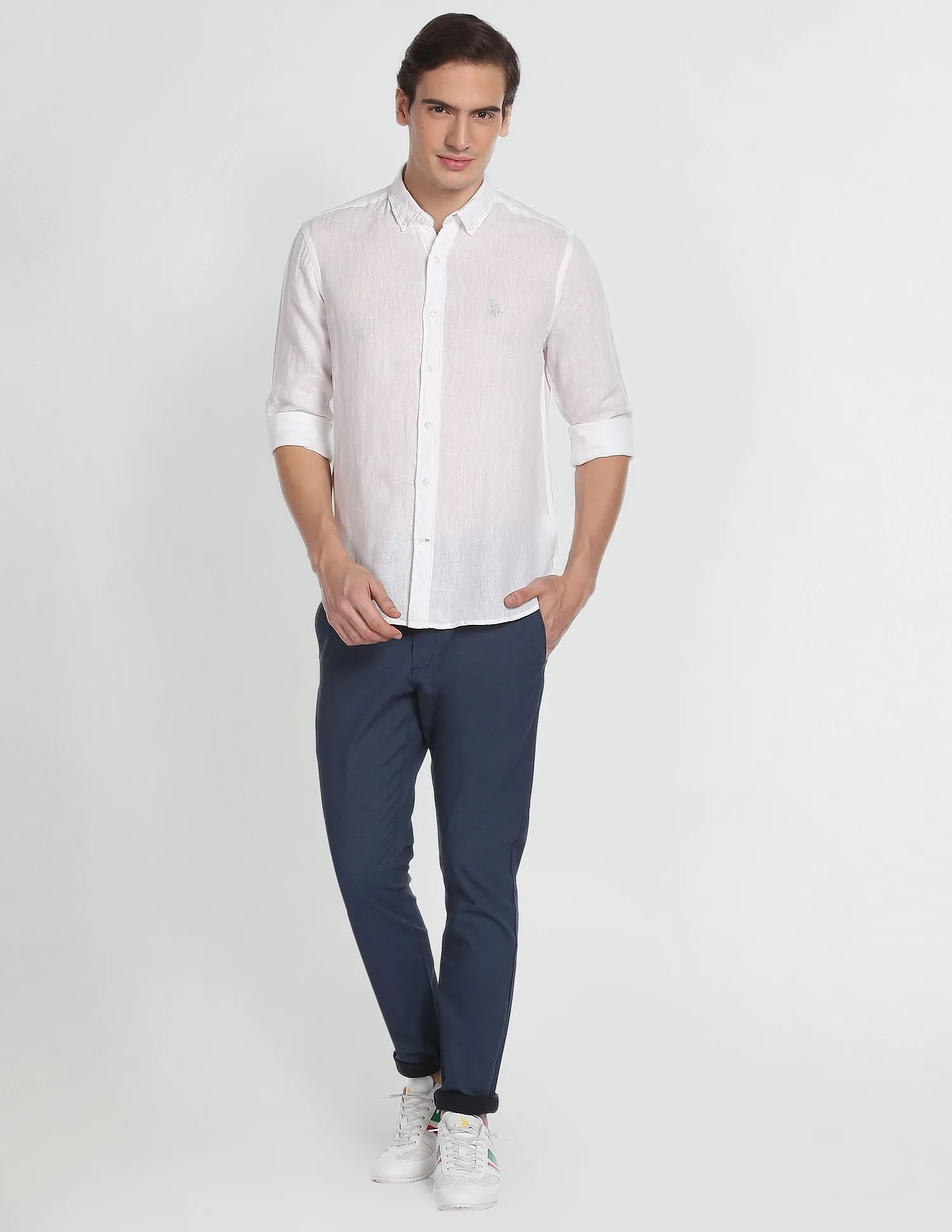 Linen Solid Laundered Shirt