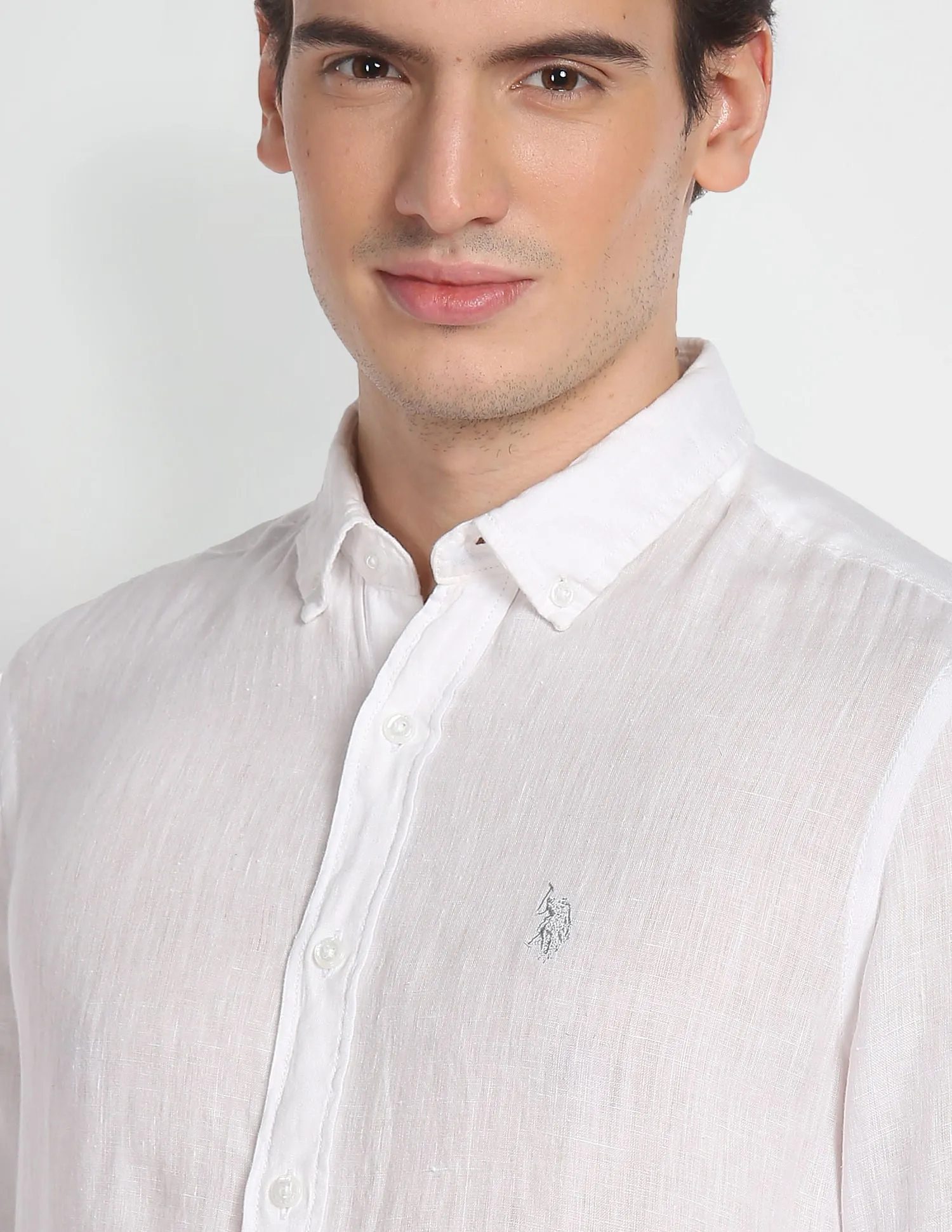 Linen Solid Laundered Shirt