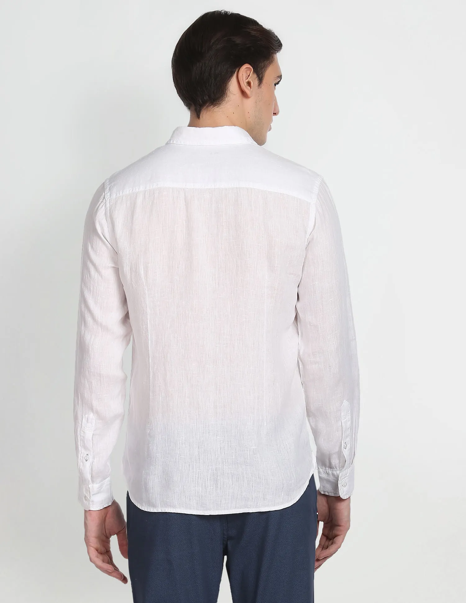 Linen Solid Laundered Shirt