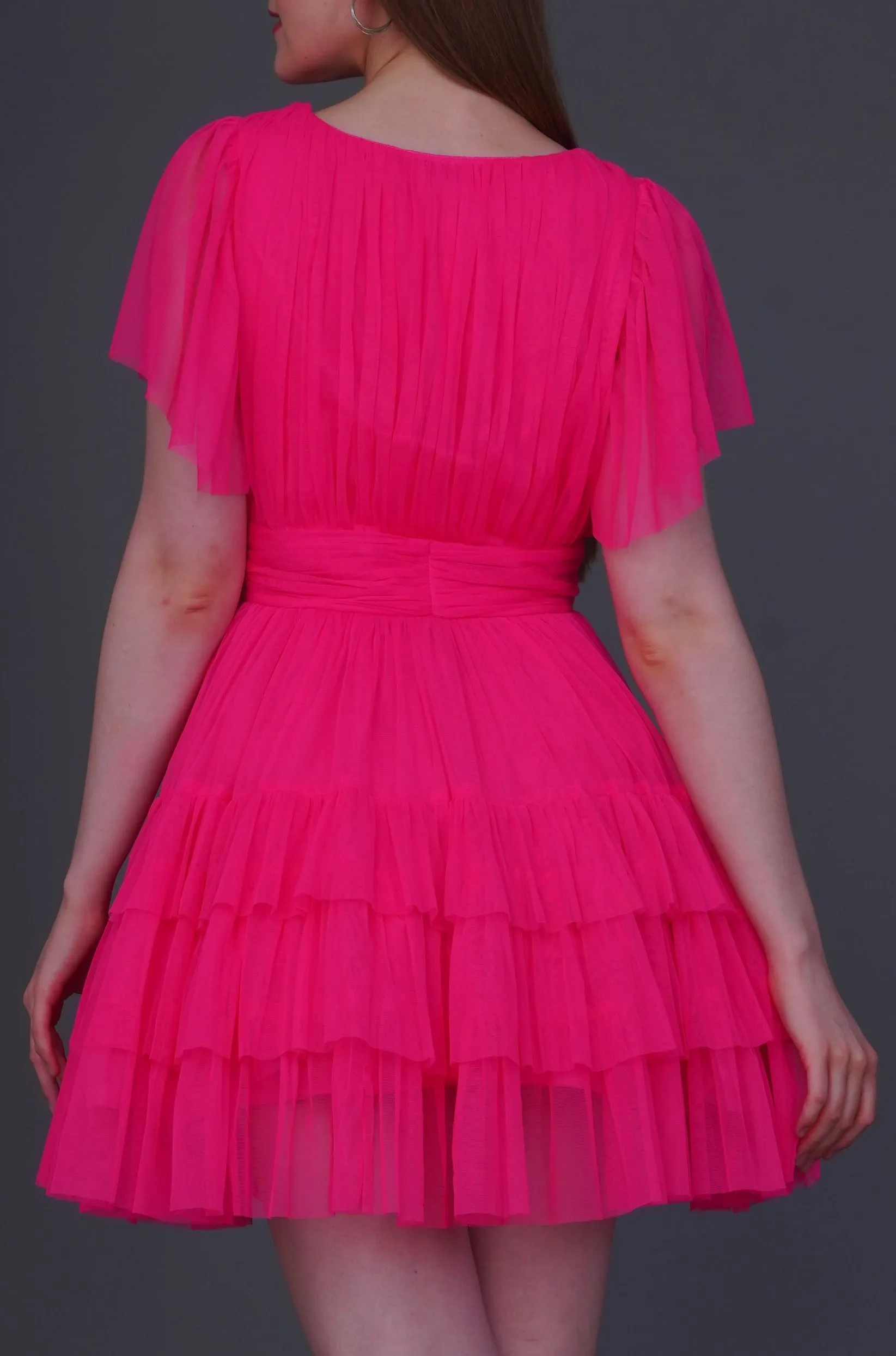 Madison Bright Pink Tulle Mini Dress