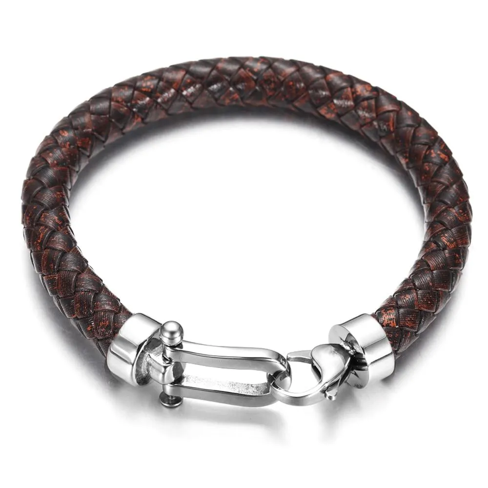 Marcus 316L Stainless Steel Braided Leather Bracelet