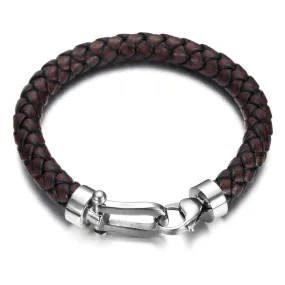 Marcus 316L Stainless Steel Braided Leather Bracelet