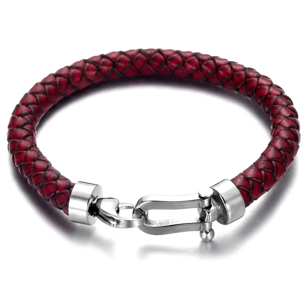 Marcus 316L Stainless Steel Braided Leather Bracelet