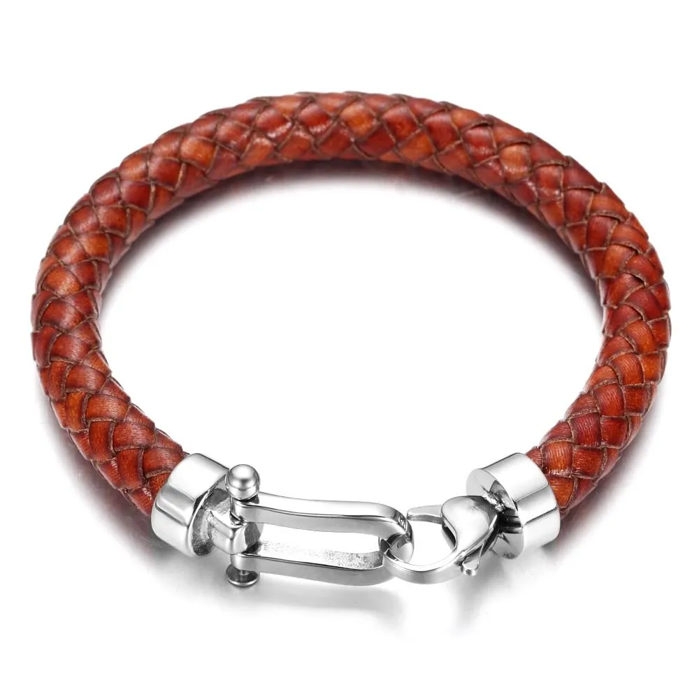 Marcus 316L Stainless Steel Braided Leather Bracelet