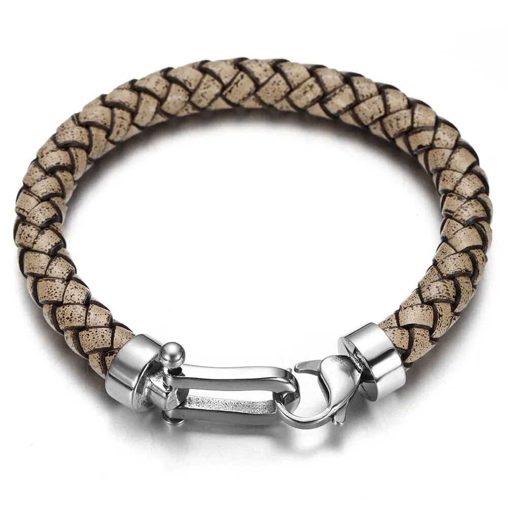 Marcus 316L Stainless Steel Braided Leather Bracelet