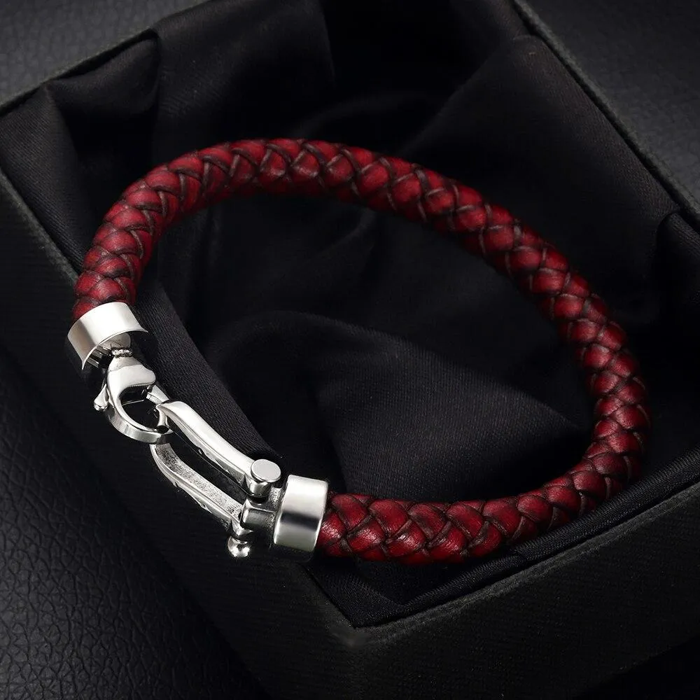 Marcus 316L Stainless Steel Braided Leather Bracelet