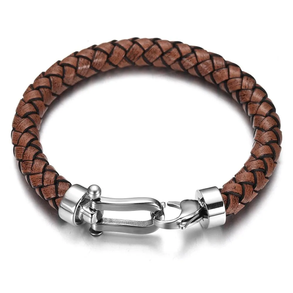 Marcus 316L Stainless Steel Braided Leather Bracelet