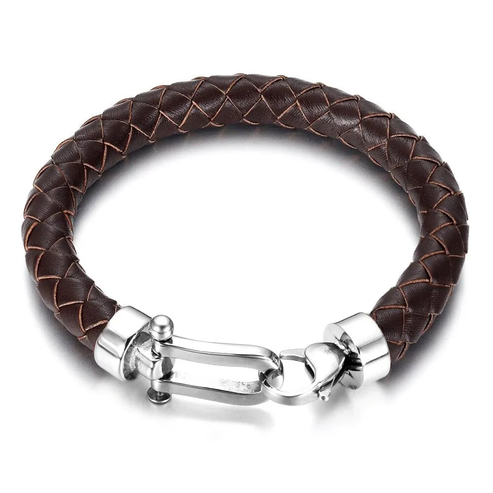 Marcus 316L Stainless Steel Braided Leather Bracelet