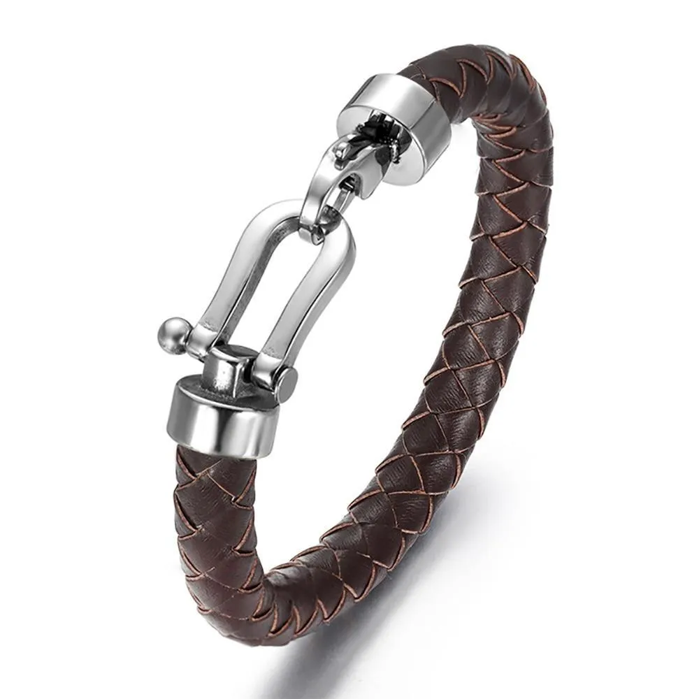 Marcus 316L Stainless Steel Braided Leather Bracelet