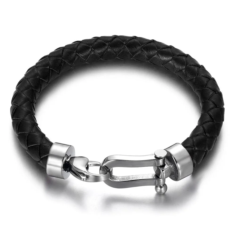 Marcus 316L Stainless Steel Braided Leather Bracelet