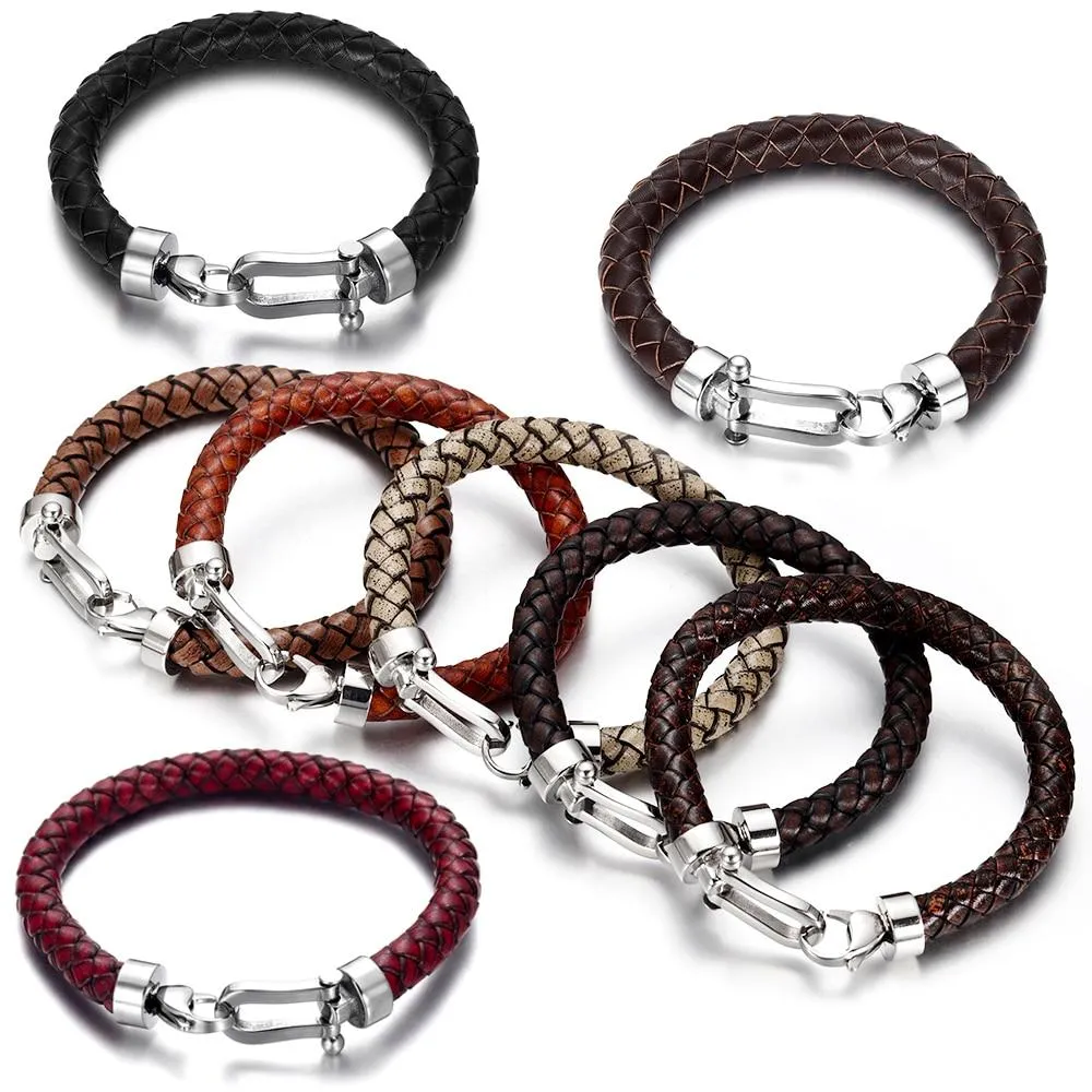 Marcus 316L Stainless Steel Braided Leather Bracelet