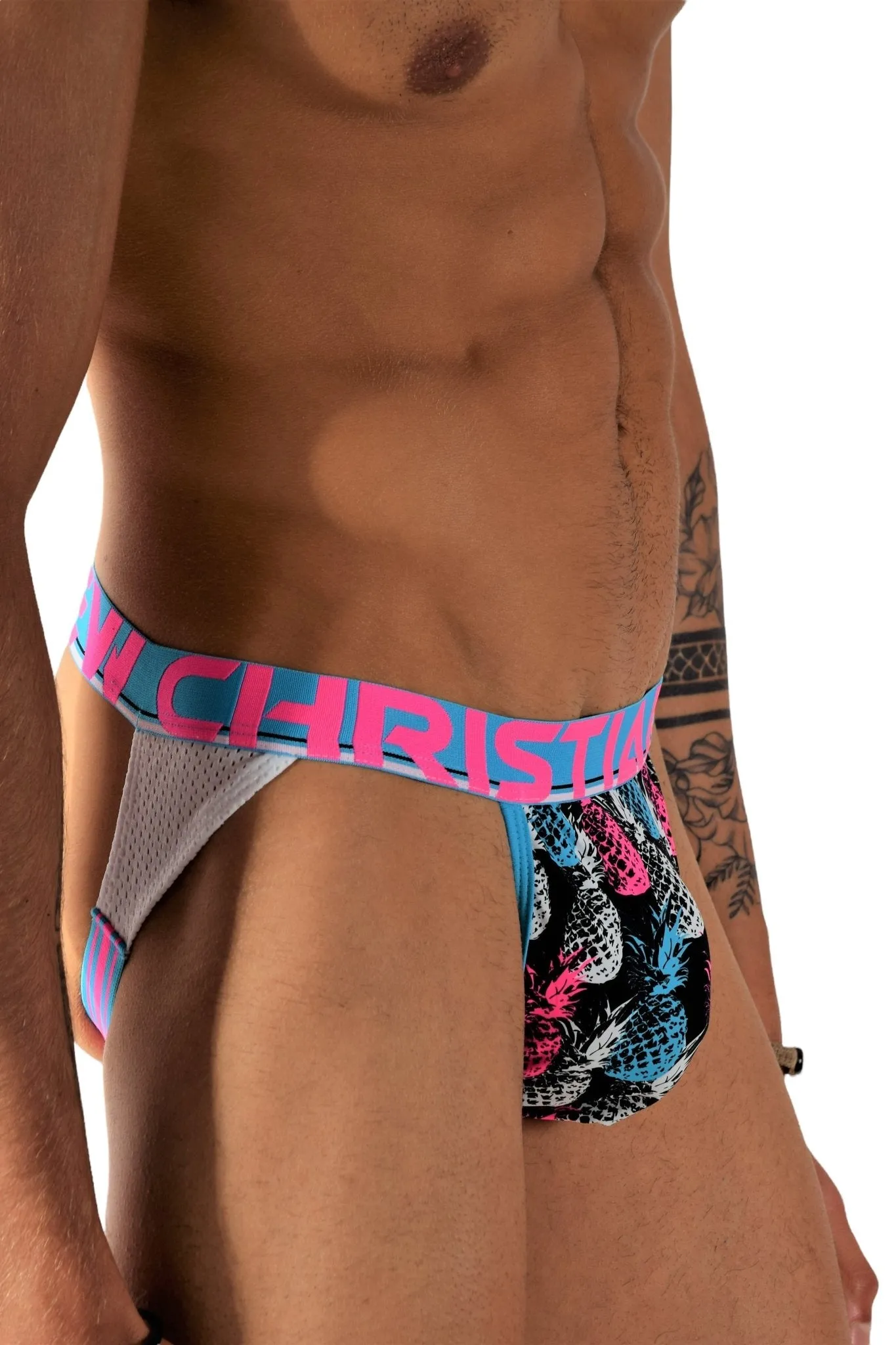 MEDIUM Andrew Christian mens Jock Tropical Resort Pineapple Jockstraps 91480 1