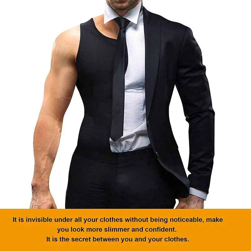 Mens Compression Shirts Slimming Body Shaper Vest Workout Tank Top Tummy Control Shapewear Abs Abdomen Corset Undershirt