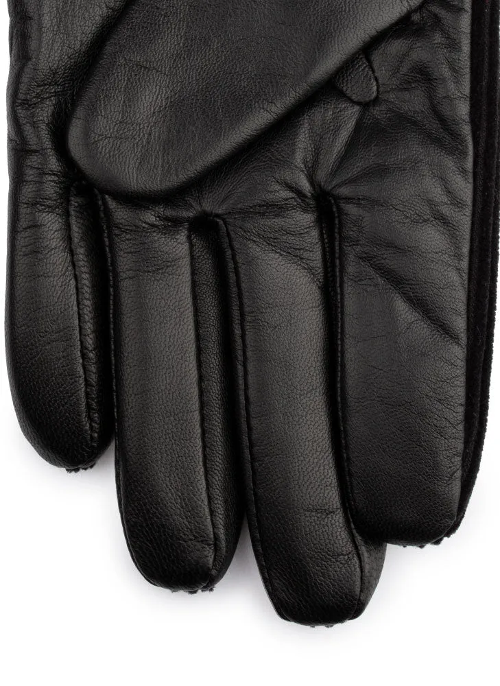 Men's Fleece-Lined Corduroy and Leather Gloves