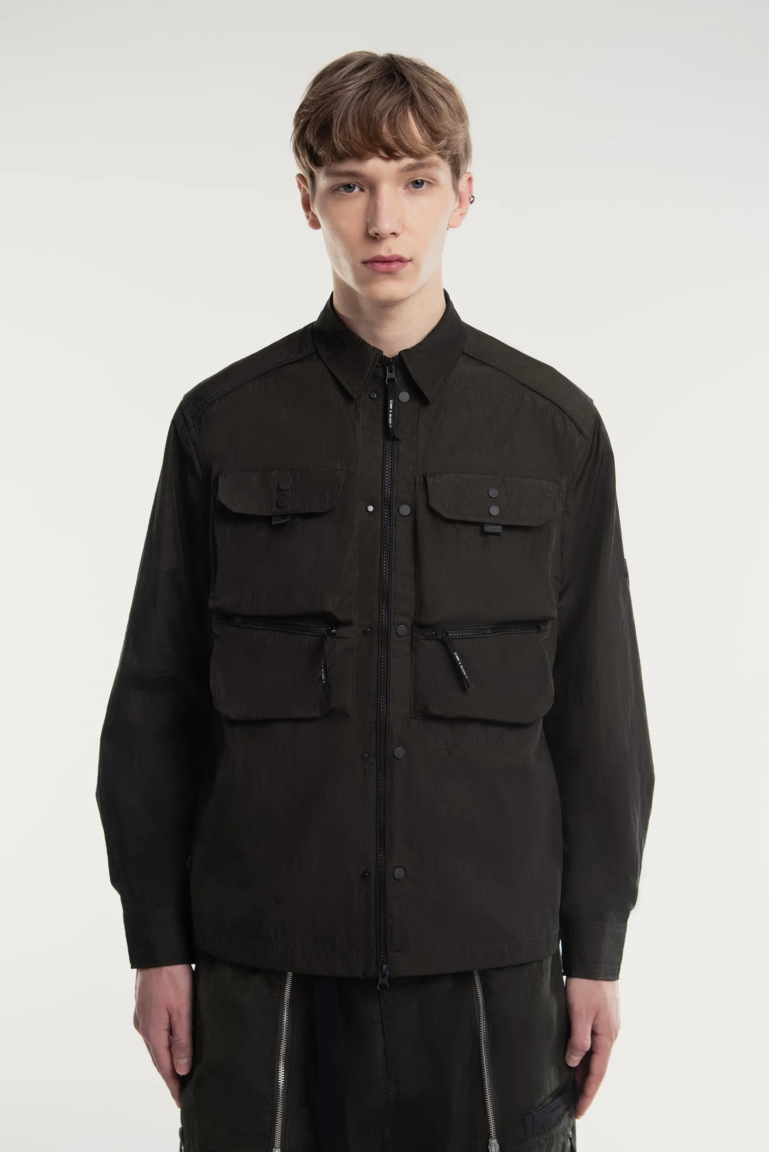 MEN'S PATCH POCKETS ZIP SHIRT JACKET