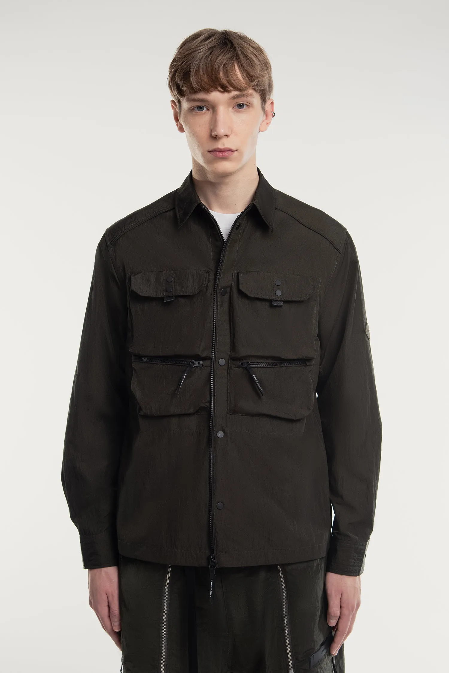 MEN'S PATCH POCKETS ZIP SHIRT JACKET