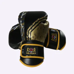 One World Boxing - Teenager Boxing Gloves - 6oz - Black/Gold