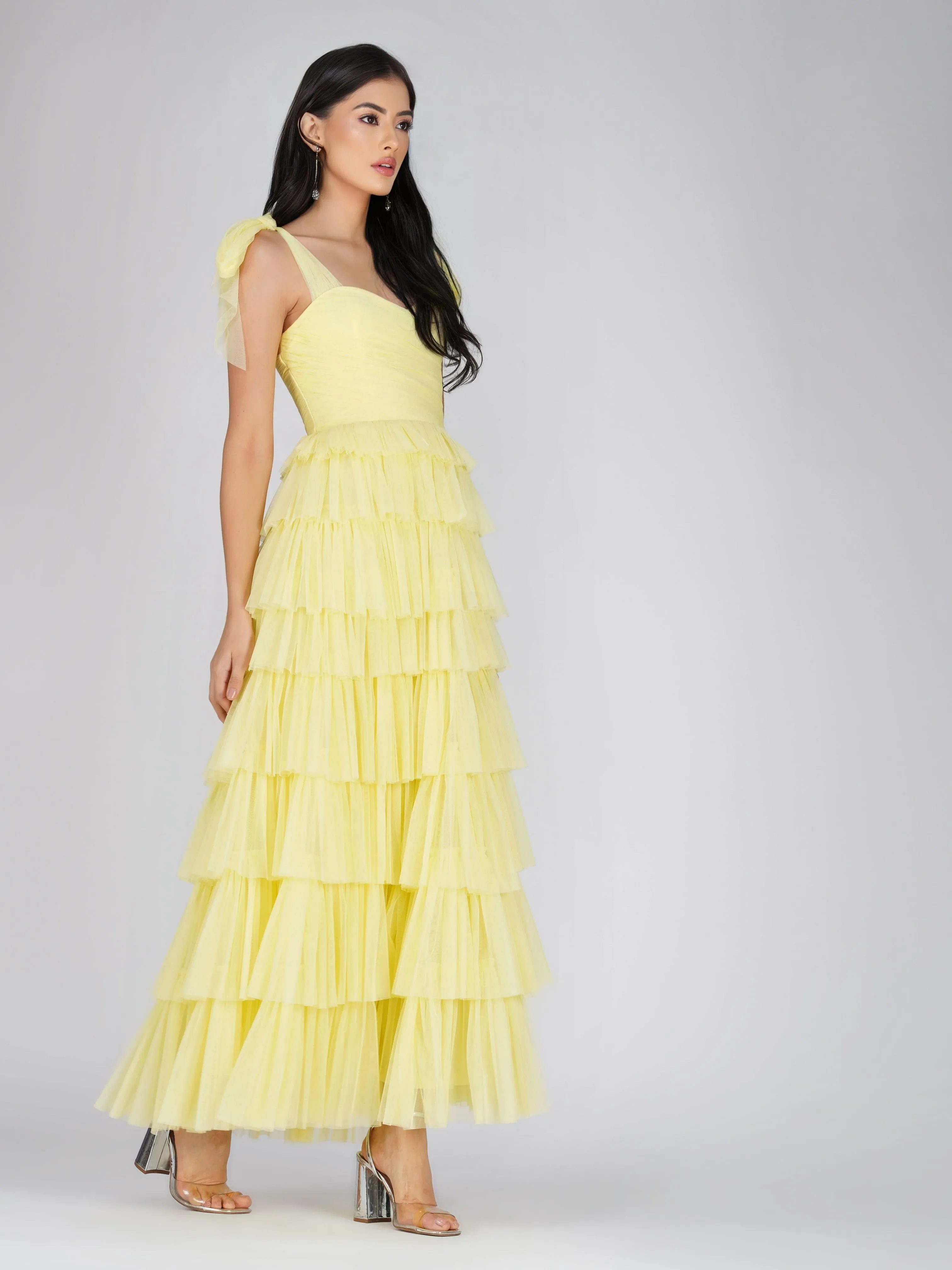 Ophelia Yellow Maxi Dress with Tie Detail