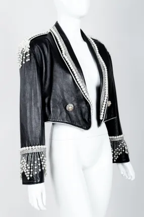 Pearl Fringe Cropped Leather Jacket II