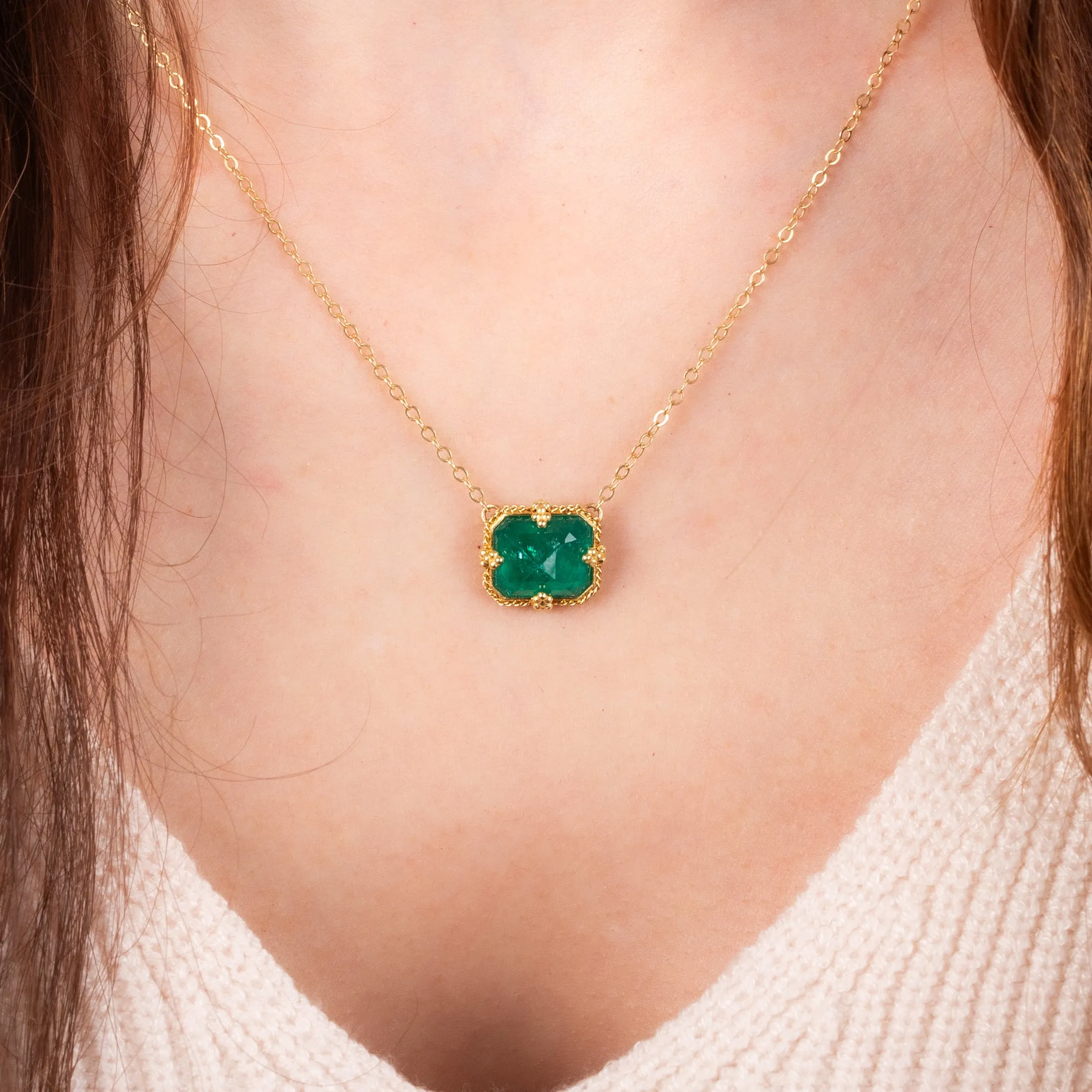 Petite Rectangular Emerald Necklace