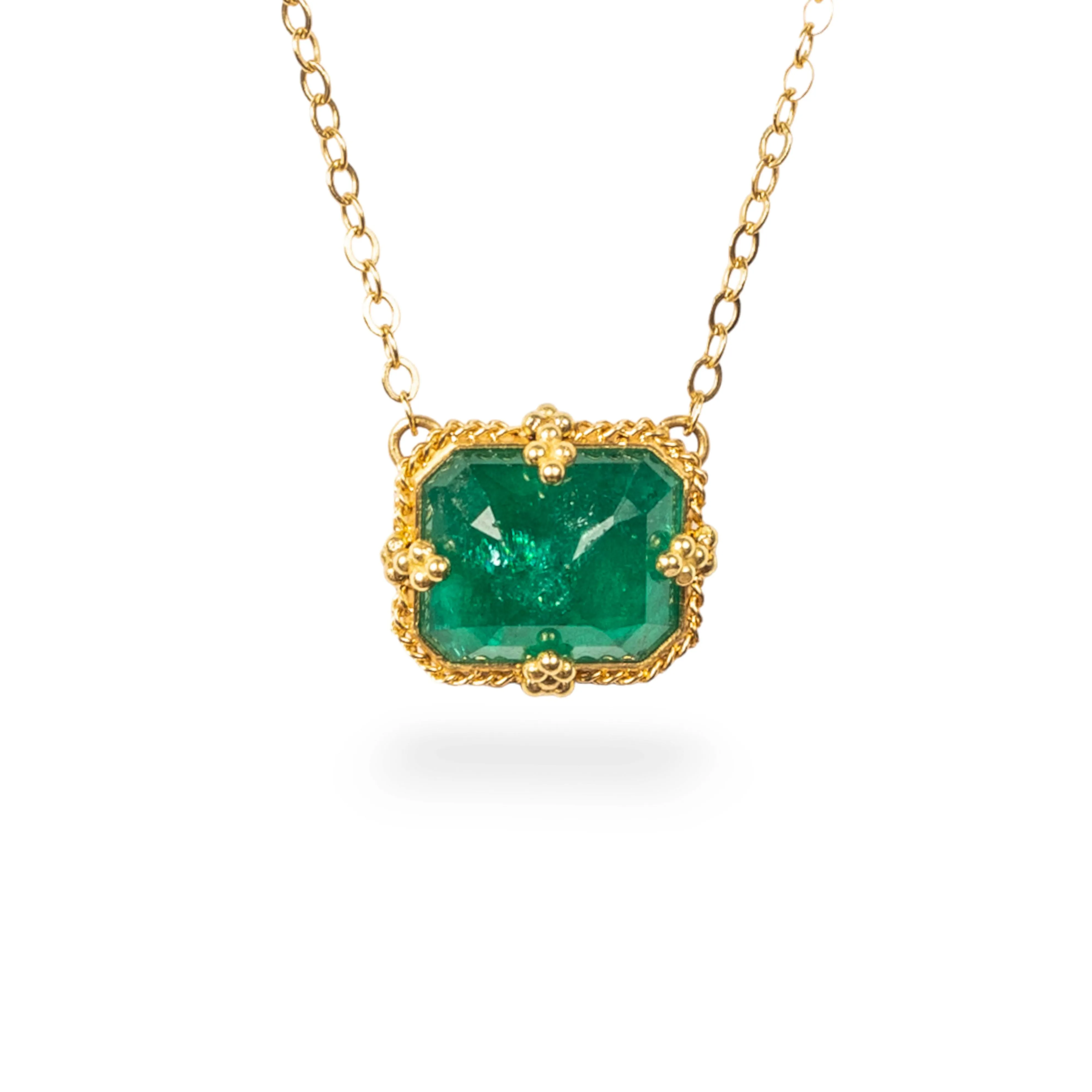 Petite Rectangular Emerald Necklace