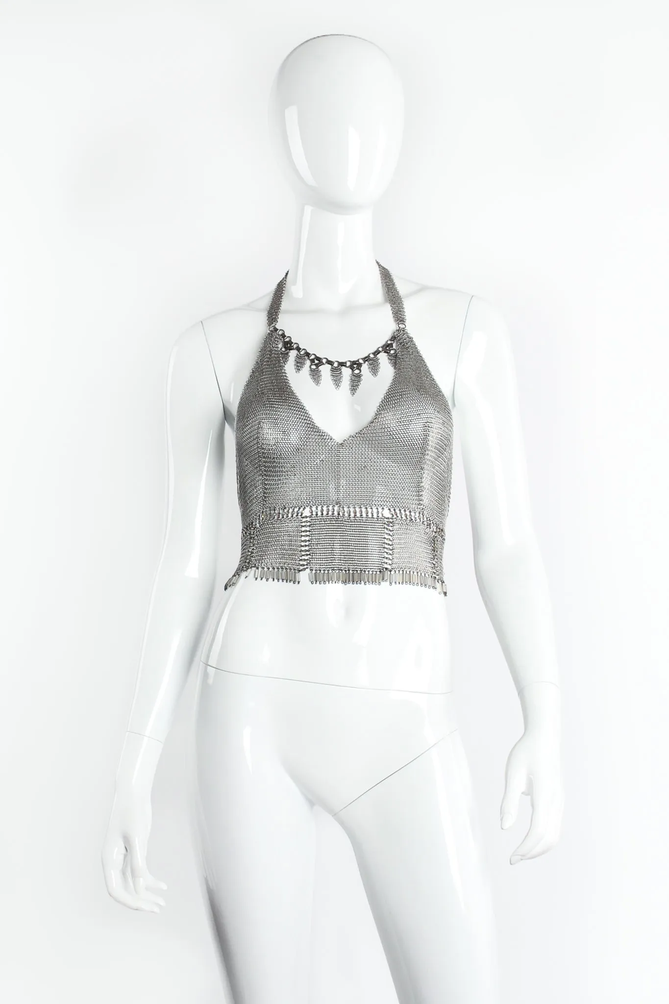 Pewter Mesh Cropped Halter Bralette Top