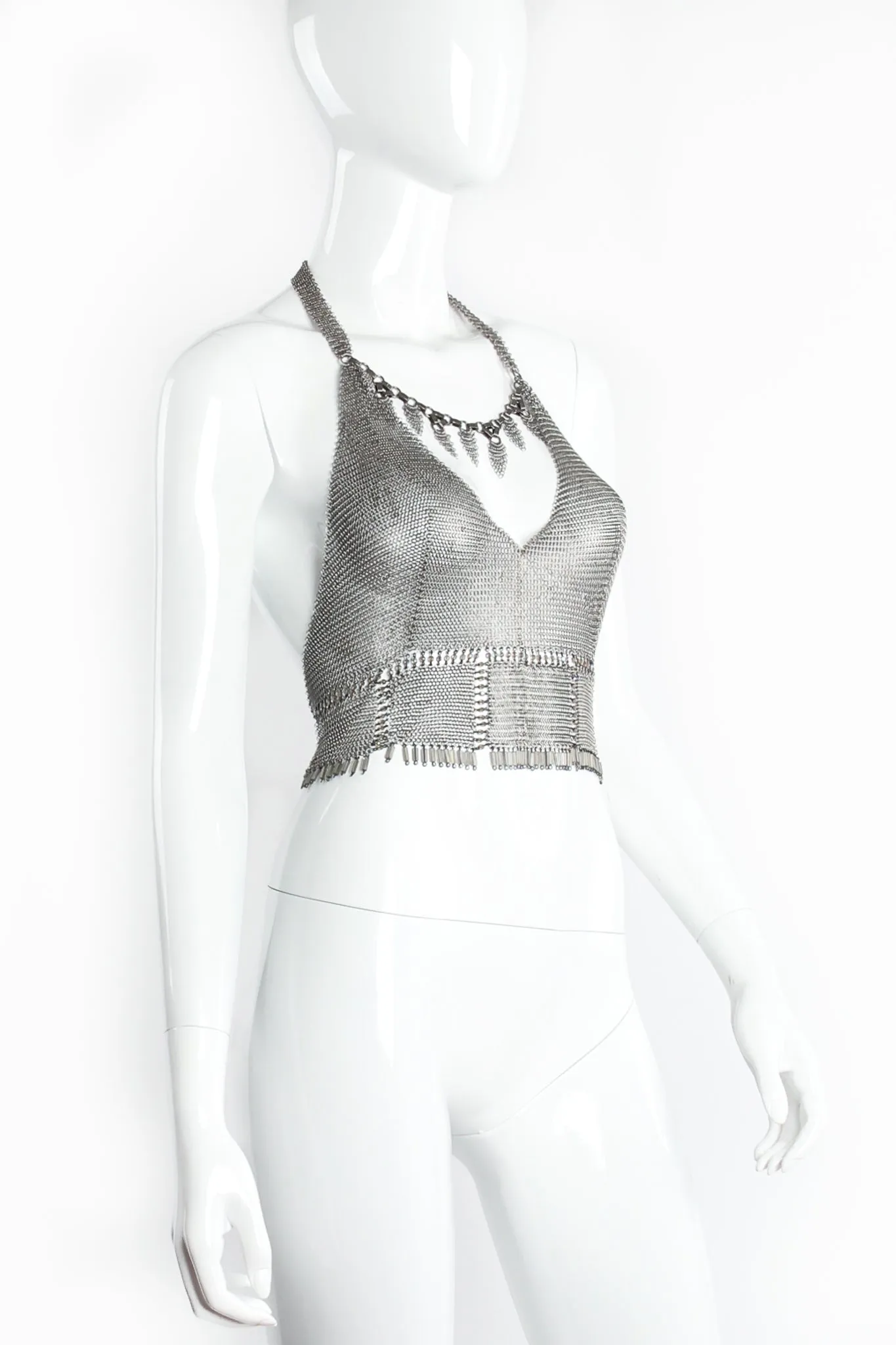 Pewter Mesh Cropped Halter Bralette Top