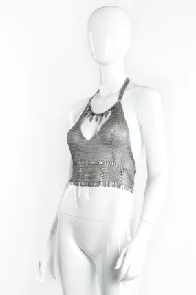 Pewter Mesh Cropped Halter Bralette Top