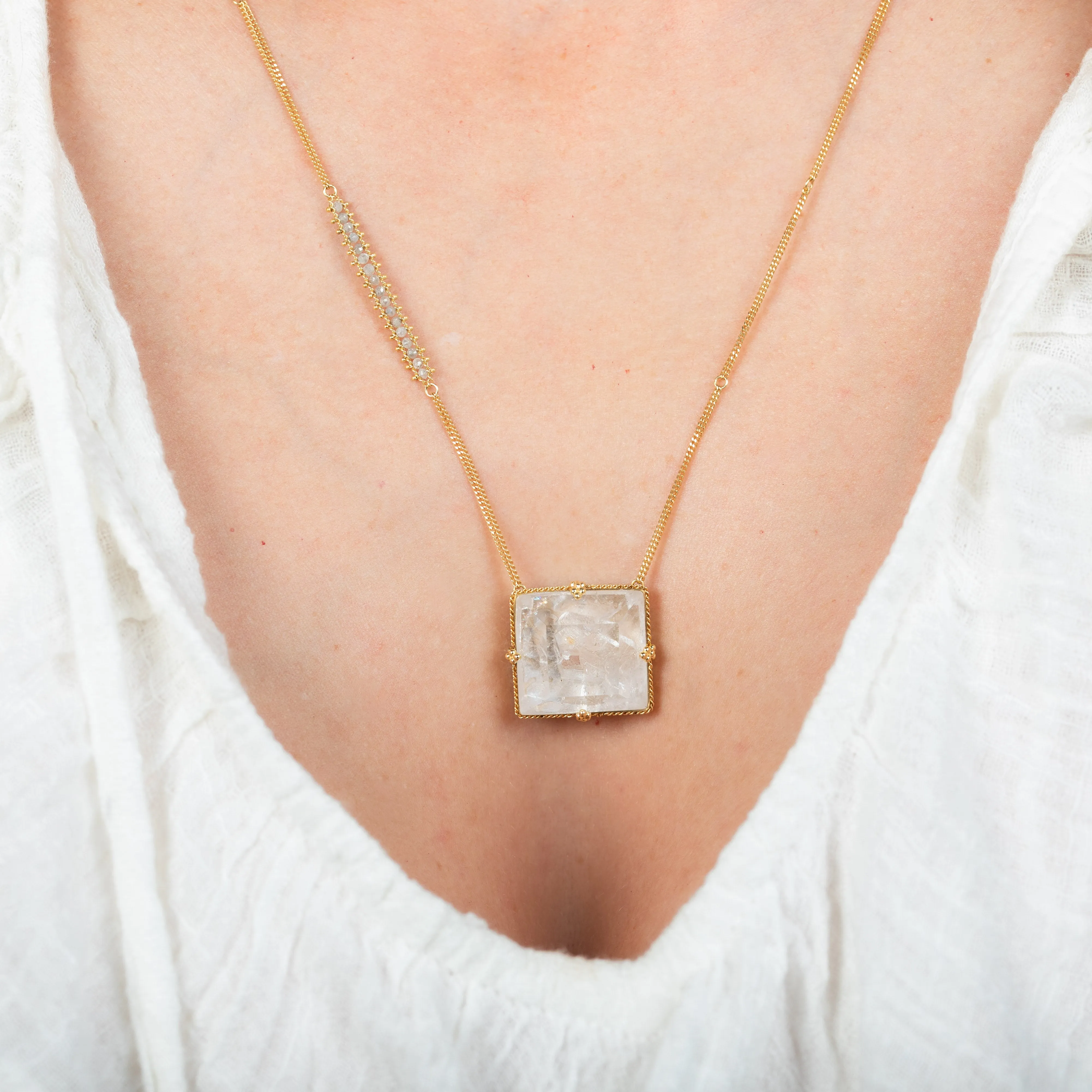 Phantom Quartz Crystal Statement Necklace