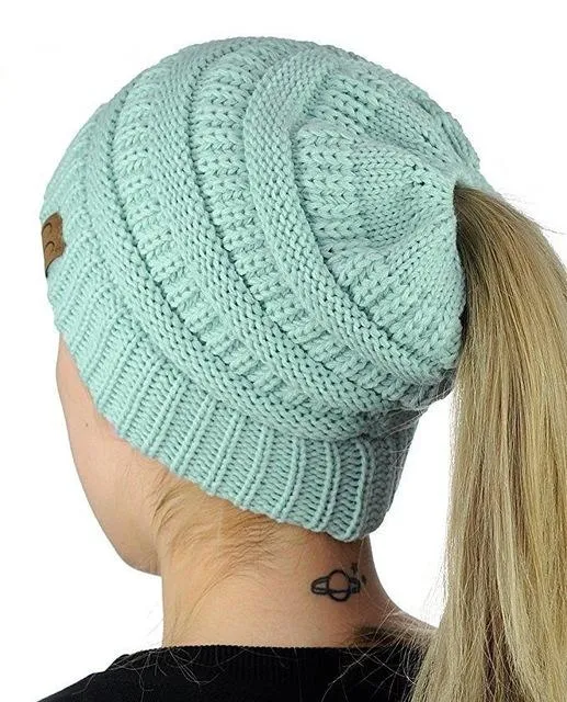 Ponytail Knit Beanie