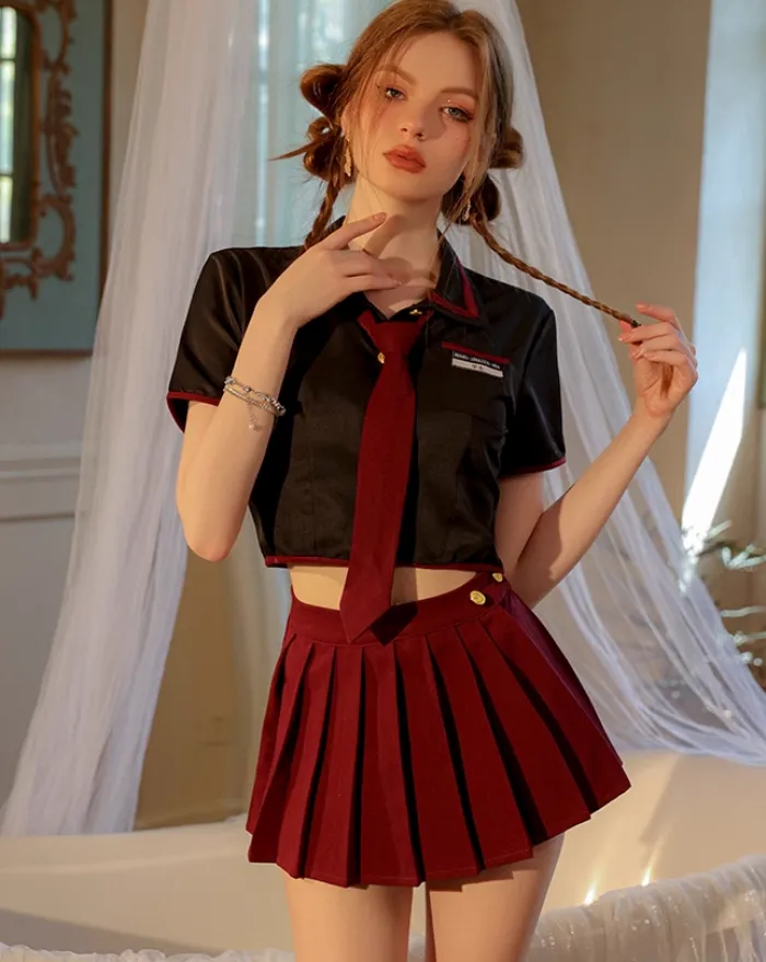 Sexy Two Piece Student Cosplay Roleplay Lingerie