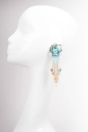 Turquoise Bead Fringe Earrings